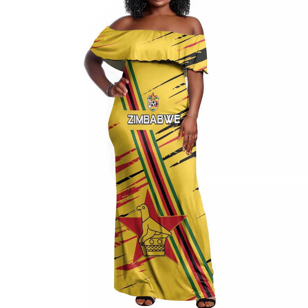 Custom Zimbabwe Football Off Shoulder Maxi Dress Grunge Style