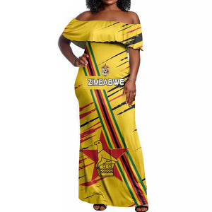 Custom Zimbabwe Football Off Shoulder Maxi Dress Grunge Style