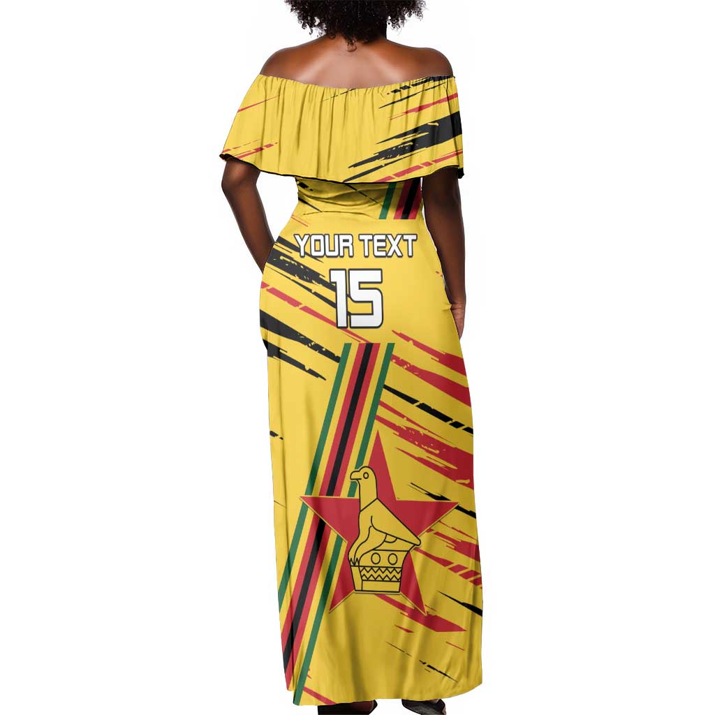 Custom Zimbabwe Football Off Shoulder Maxi Dress Grunge Style