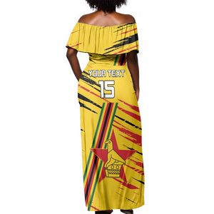 Custom Zimbabwe Football Off Shoulder Maxi Dress Grunge Style