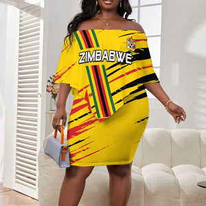 Custom Zimbabwe Football Off Shoulder Short Dress Grunge Style