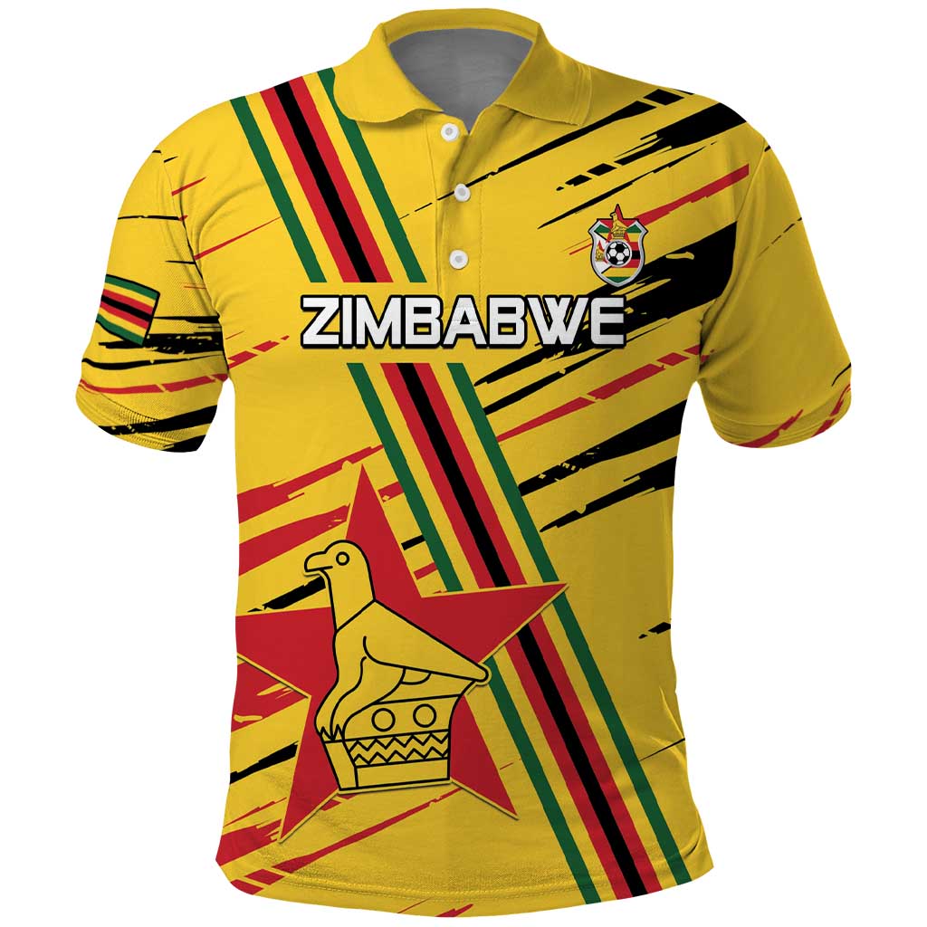 Custom Zimbabwe Football Polo Shirt Grunge Style