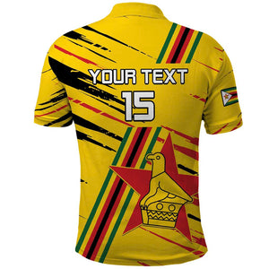Custom Zimbabwe Football Polo Shirt Grunge Style