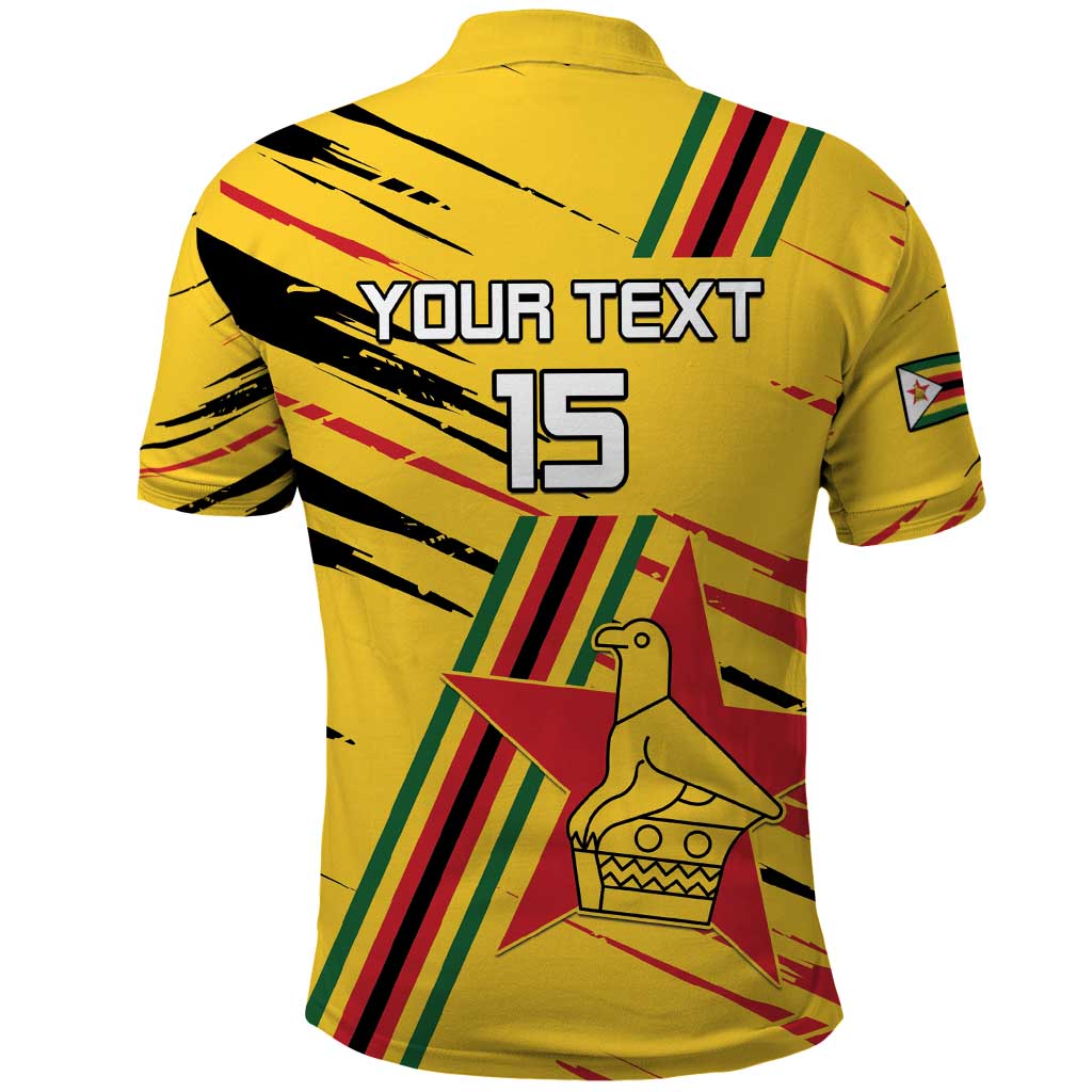 Custom Zimbabwe Football Polo Shirt Grunge Style