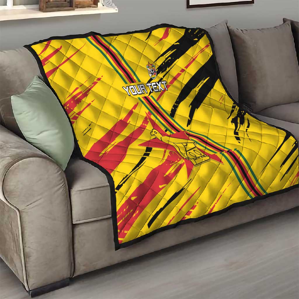 Custom Zimbabwe Football Quilt Grunge Style