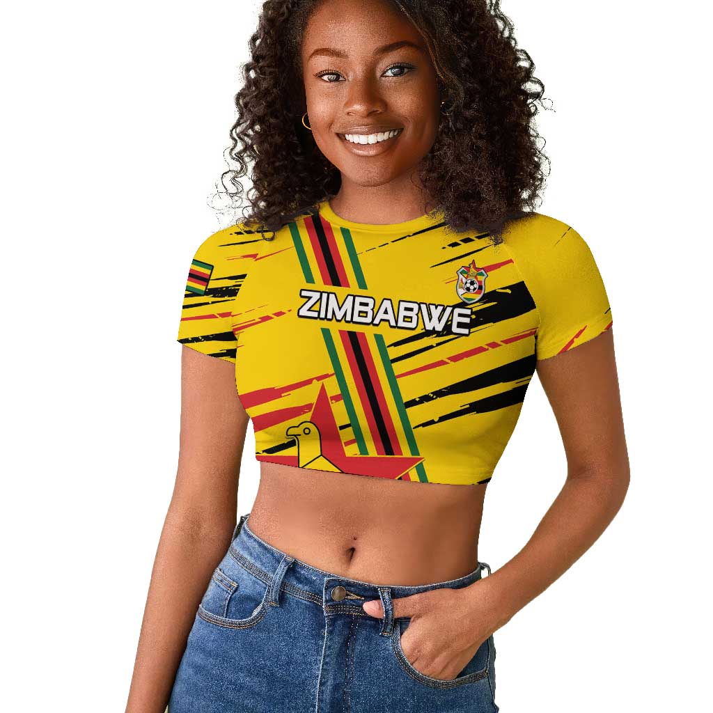 Custom Zimbabwe Football Raglan Cropped T shirt Grunge Style