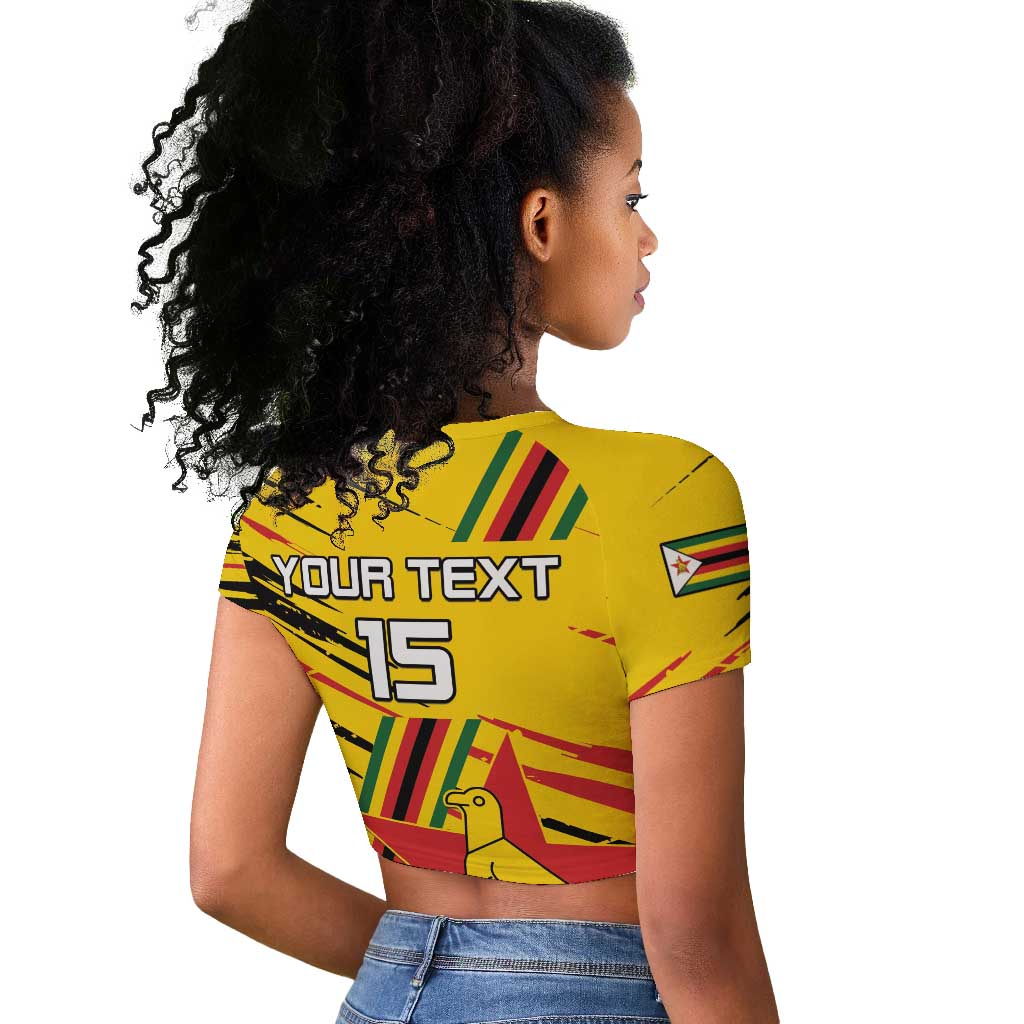 Custom Zimbabwe Football Raglan Cropped T shirt Grunge Style