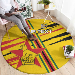 Custom Zimbabwe Football Round Carpet Grunge Style