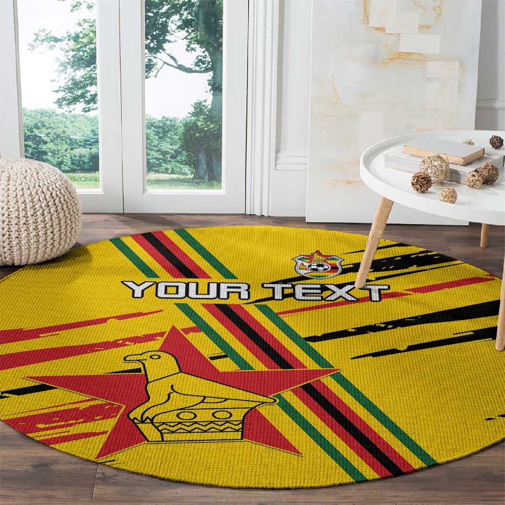 Custom Zimbabwe Football Round Carpet Grunge Style