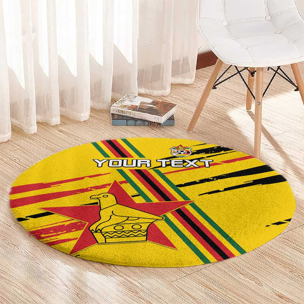 Custom Zimbabwe Football Round Carpet Grunge Style