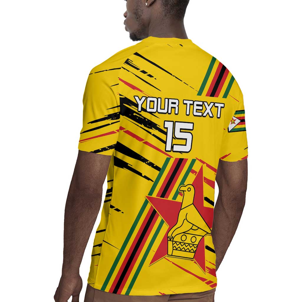 Custom Zimbabwe Football Rugby Jersey Grunge Style