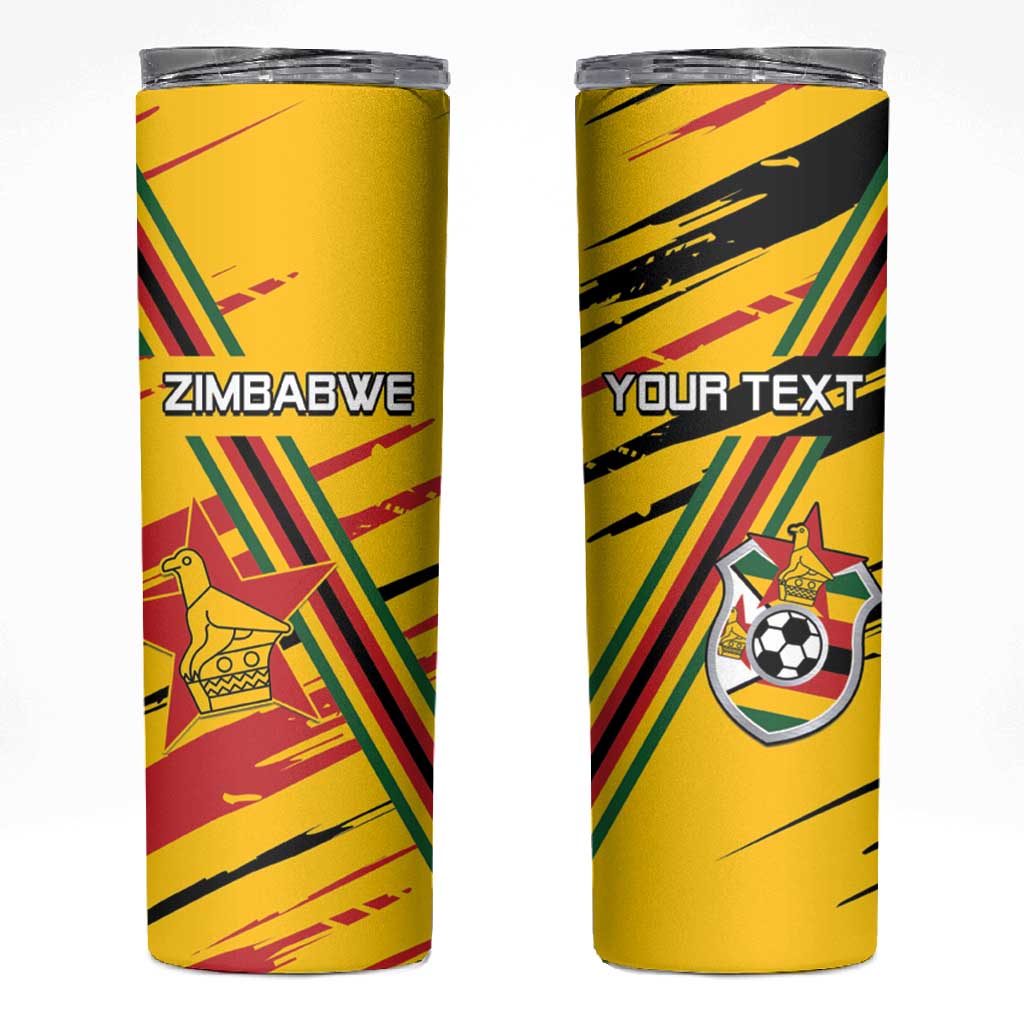 Custom Zimbabwe Football Skinny Tumbler Grunge Style
