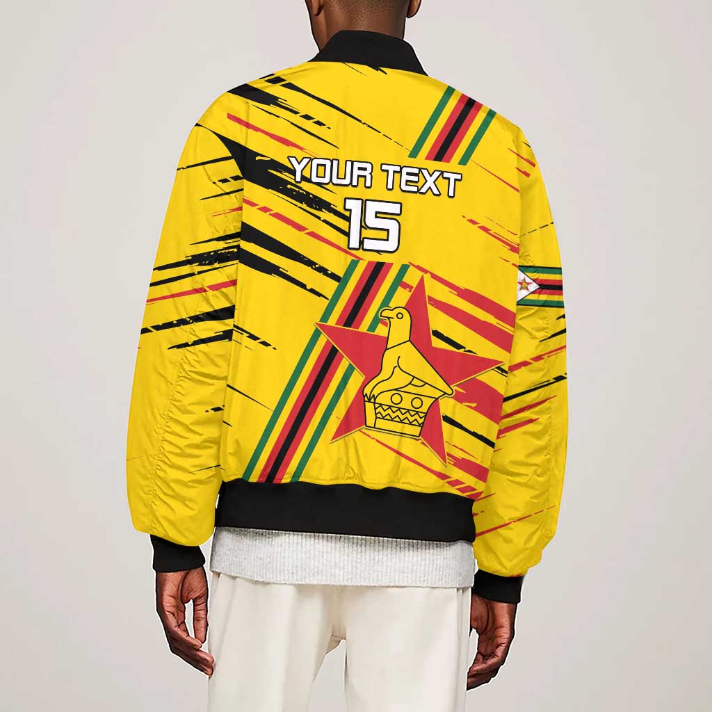 Custom Zimbabwe Football Sleeve Zip Bomber Jacket Grunge Style