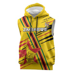 Custom Zimbabwe Football Sleeveless Hoodie Grunge Style - African Pride