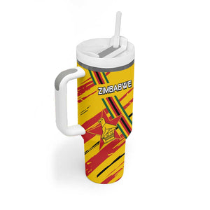 Custom Zimbabwe Football Tumbler With Handle Grunge Style