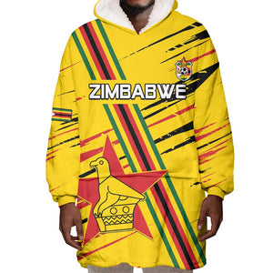 Custom Zimbabwe Football Wearable Blanket Hoodie Grunge Style