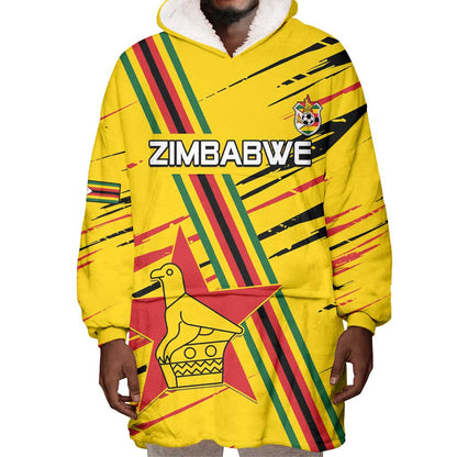 Custom Zimbabwe Football Wearable Blanket Hoodie Grunge Style