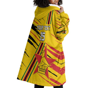 Custom Zimbabwe Football Wearable Blanket Hoodie Grunge Style
