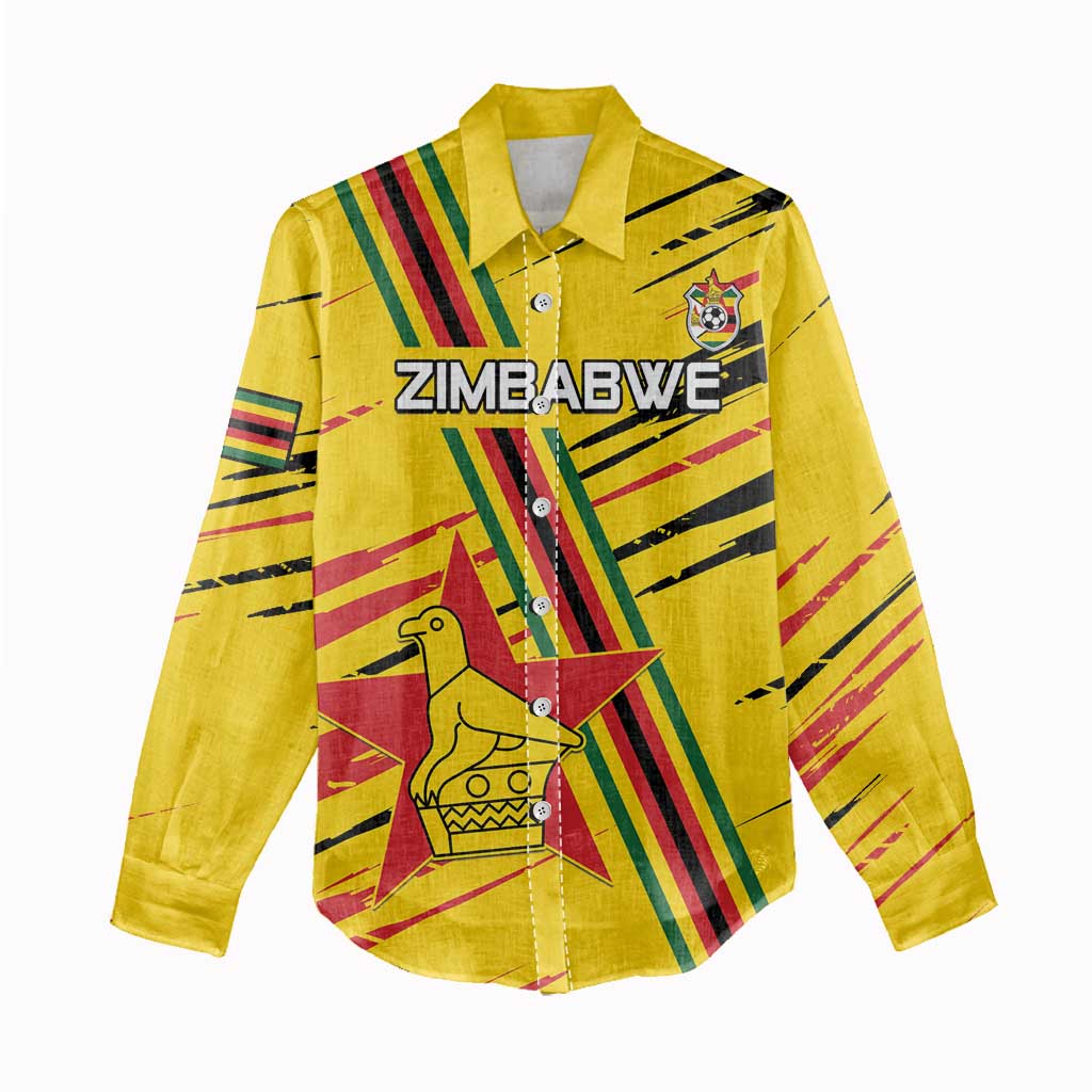Custom Zimbabwe Football Women Casual Shirt Grunge Style LT15