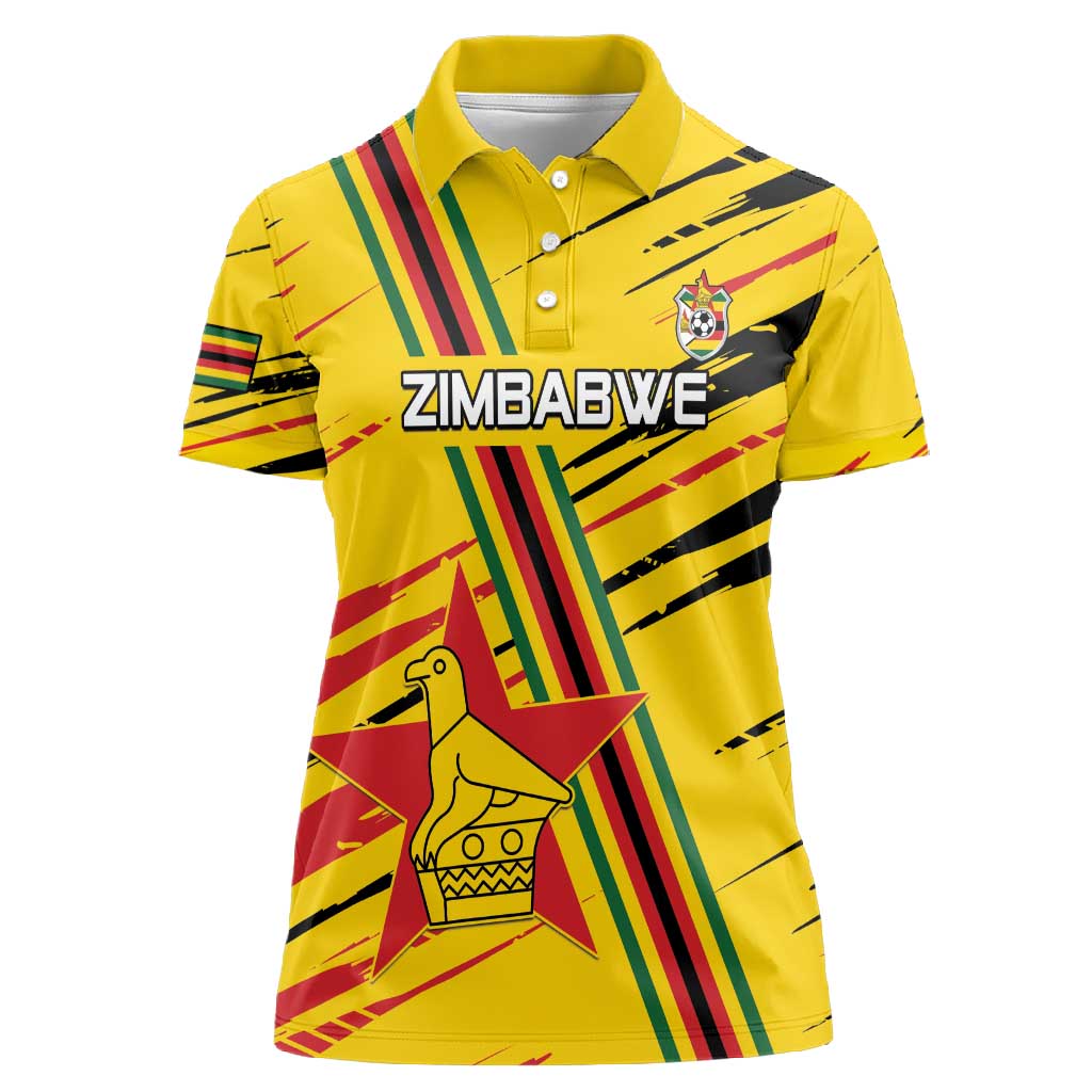 Custom Zimbabwe Football Women Polo Shirt Grunge Style
