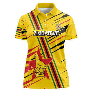 Custom Zimbabwe Football Women Polo Shirt Grunge Style