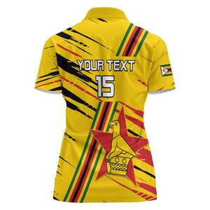Custom Zimbabwe Football Women Polo Shirt Grunge Style