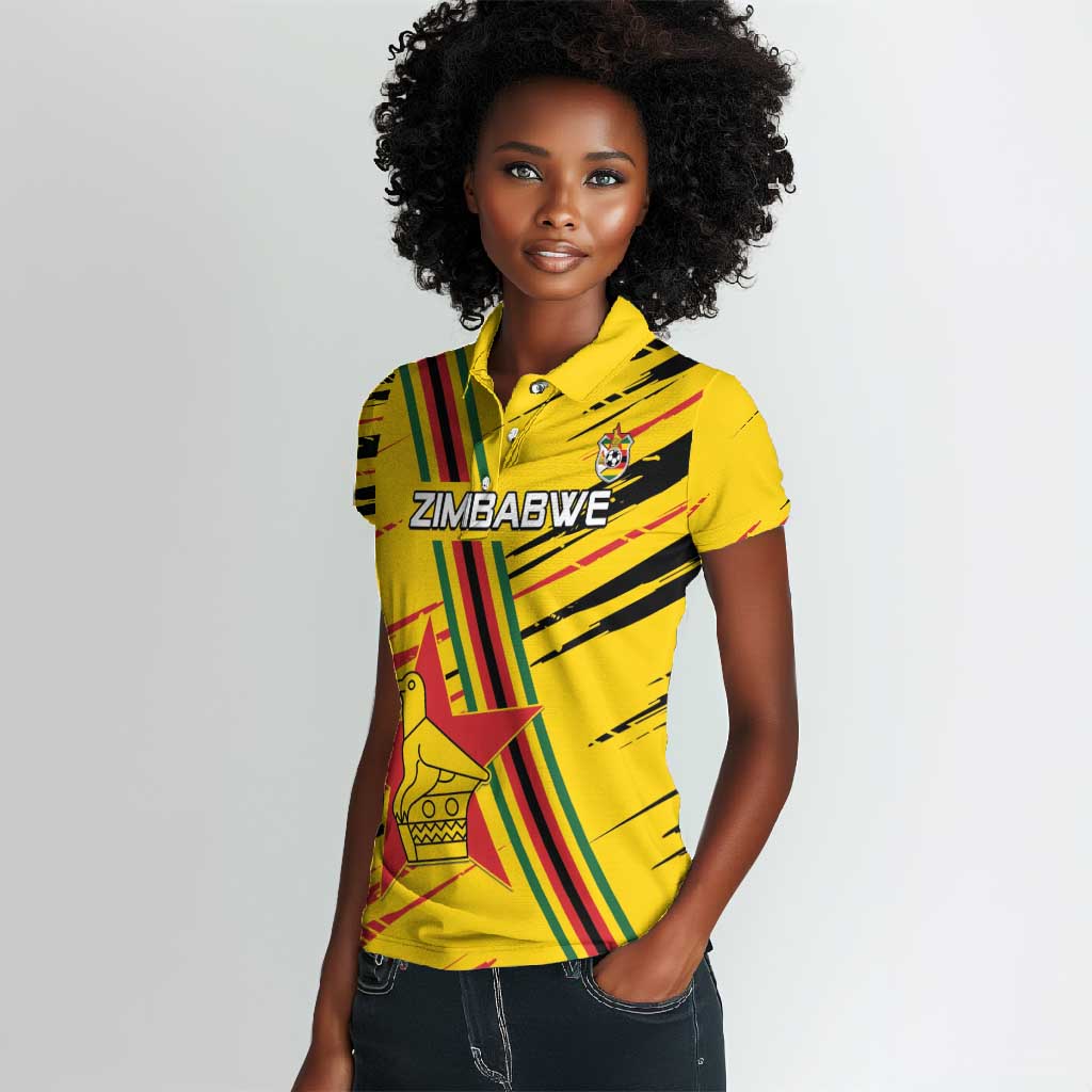 Custom Zimbabwe Football Women Polo Shirt Grunge Style