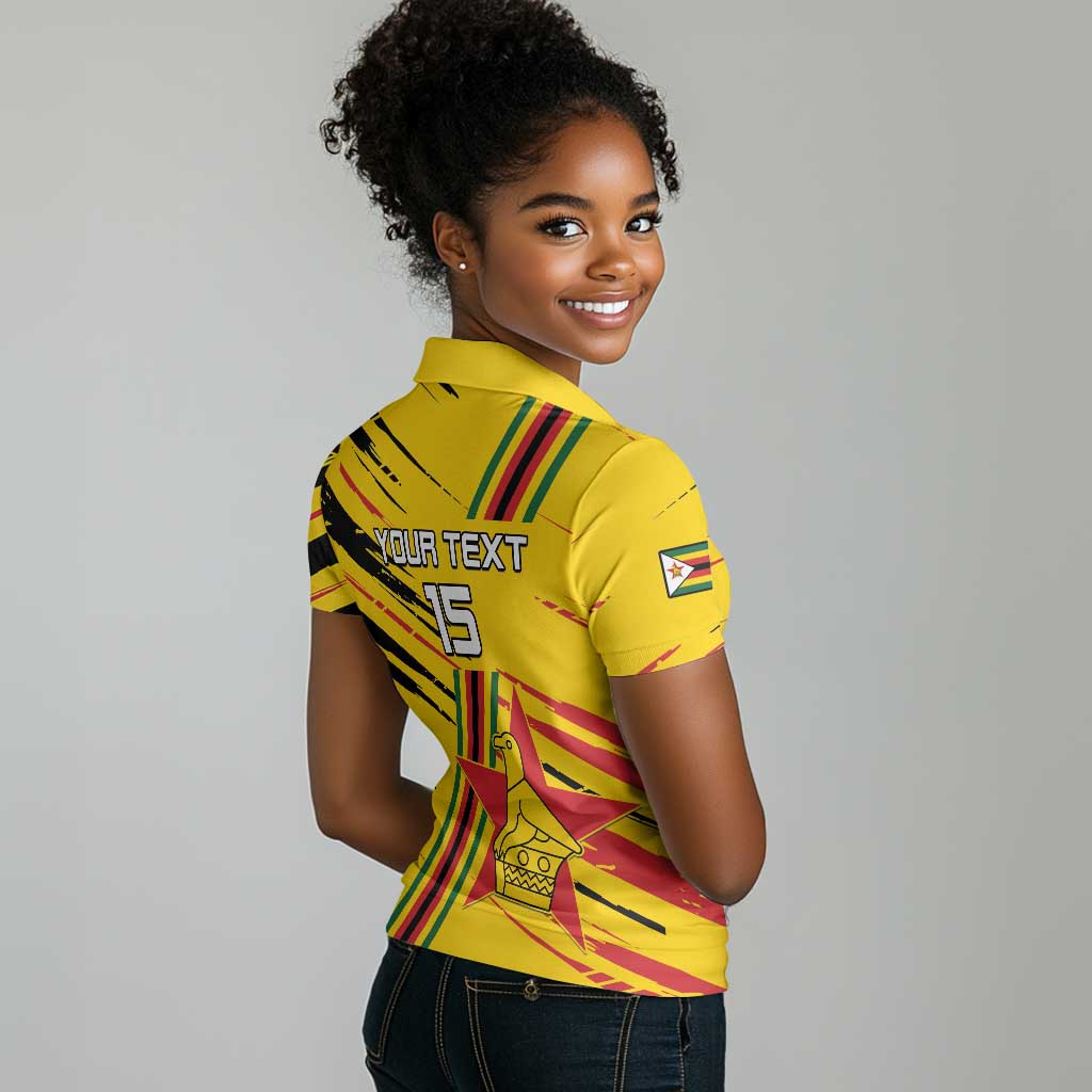 Custom Zimbabwe Football Women Polo Shirt Grunge Style