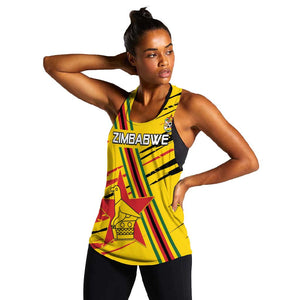 Custom Zimbabwe Football Women Racerback Tank Grunge Style