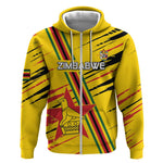 Custom Zimbabwe Football Zip Hoodie Grunge Style