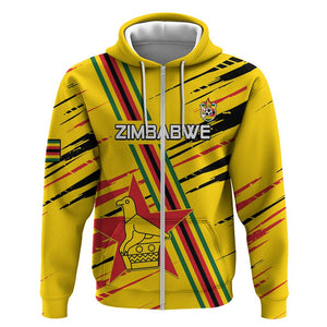 Custom Zimbabwe Football Zip Hoodie Grunge Style