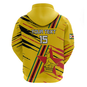 Custom Zimbabwe Football Zip Hoodie Grunge Style