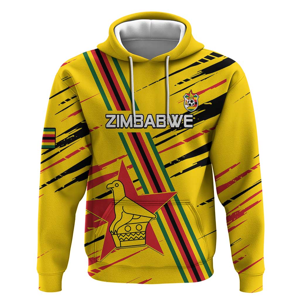 Custom Zimbabwe Football Zip Hoodie Grunge Style