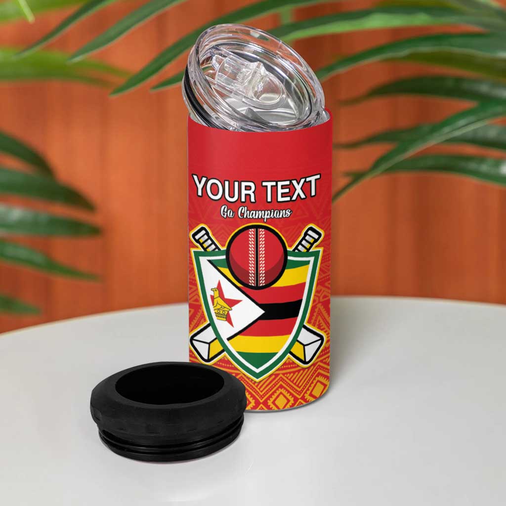 Custom Zimbabwe Cricket 4 in 1 Can Cooler Tumbler Go Champions