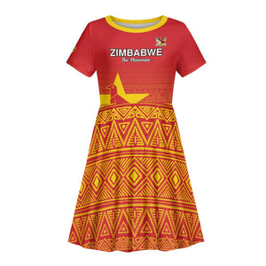 Custom Zimbabwe Cricket Kid Short Sleeve Dress Go Champions