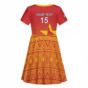 Custom Zimbabwe Cricket Kid Short Sleeve Dress Go Champions