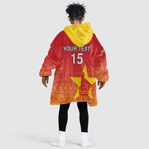 Custom Zimbabwe Cricket Kid Wearable Blanket Hoodie Go Champions
