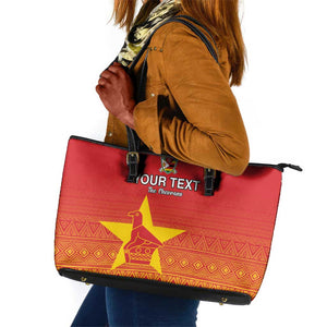 Custom Zimbabwe Cricket Leather Tote Bag Go Champions