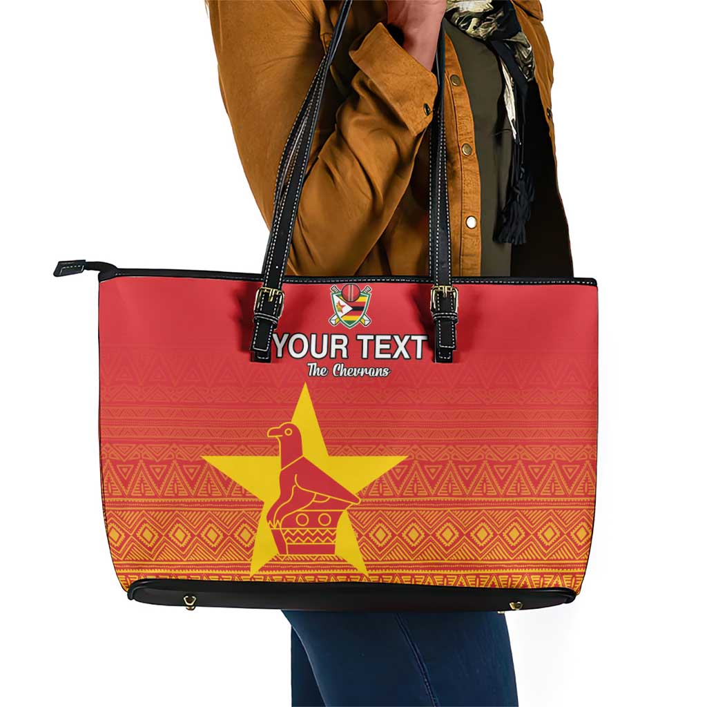 Custom Zimbabwe Cricket Leather Tote Bag Go Champions