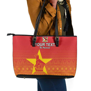 Custom Zimbabwe Cricket Leather Tote Bag Go Champions