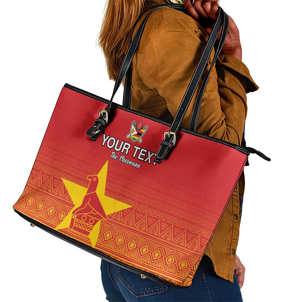 Custom Zimbabwe Cricket Leather Tote Bag Go Champions