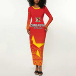 Custom Zimbabwe Cricket Long Sleeve Bodycon Dress Go Champions LT15