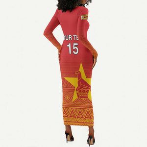 Custom Zimbabwe Cricket Long Sleeve Bodycon Dress Go Champions LT15