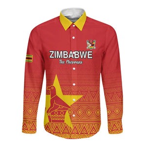Custom Zimbabwe Cricket Long Sleeve Button Shirt Go Champions