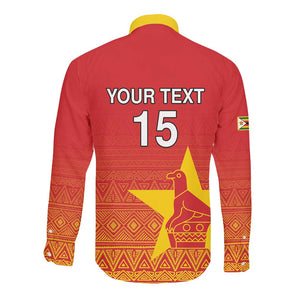Custom Zimbabwe Cricket Long Sleeve Button Shirt Go Champions