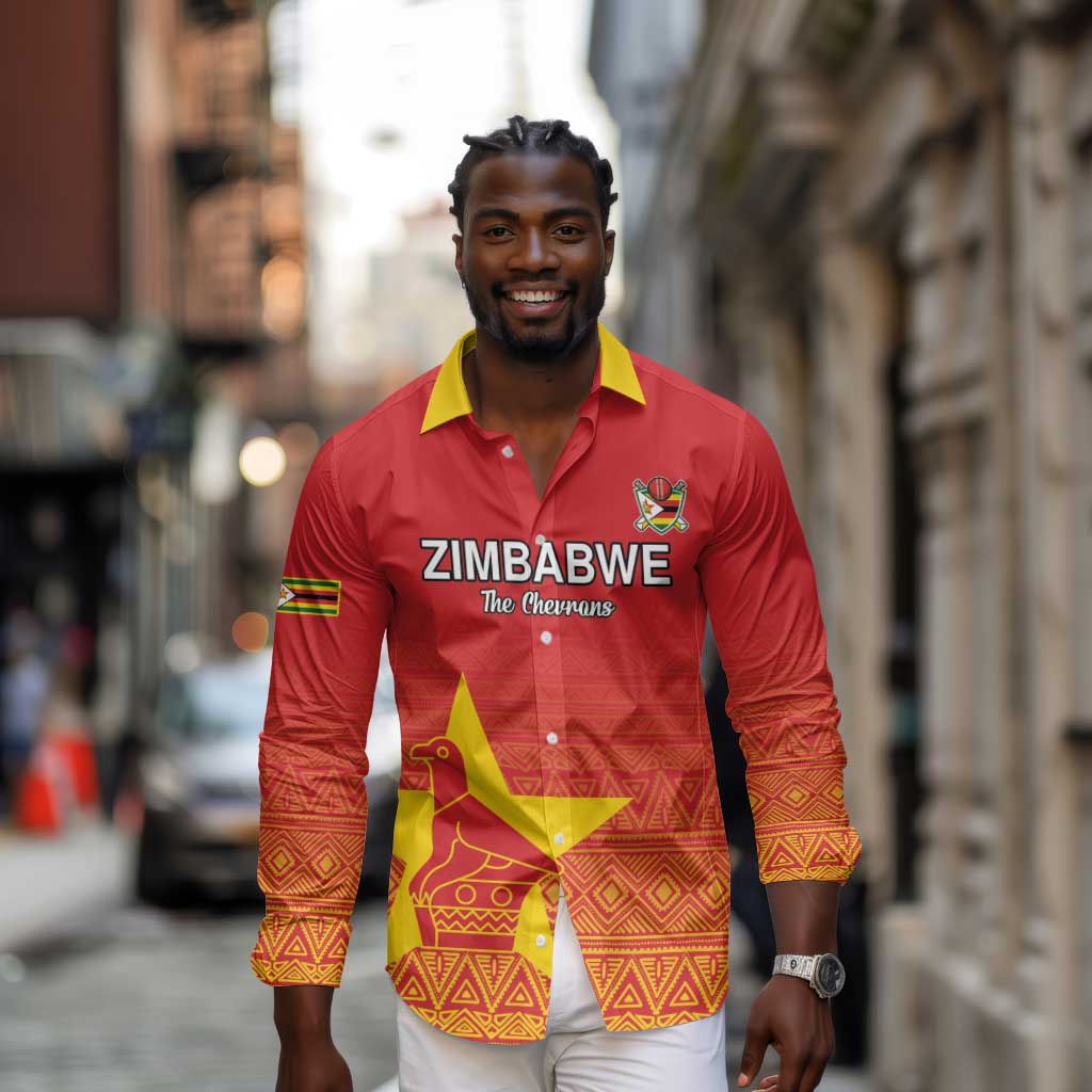 Custom Zimbabwe Cricket Long Sleeve Button Shirt Go Champions