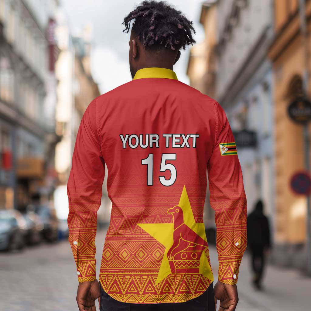 Custom Zimbabwe Cricket Long Sleeve Button Shirt Go Champions