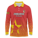 Custom Zimbabwe Cricket Long Sleeve Polo Shirt Go Champions