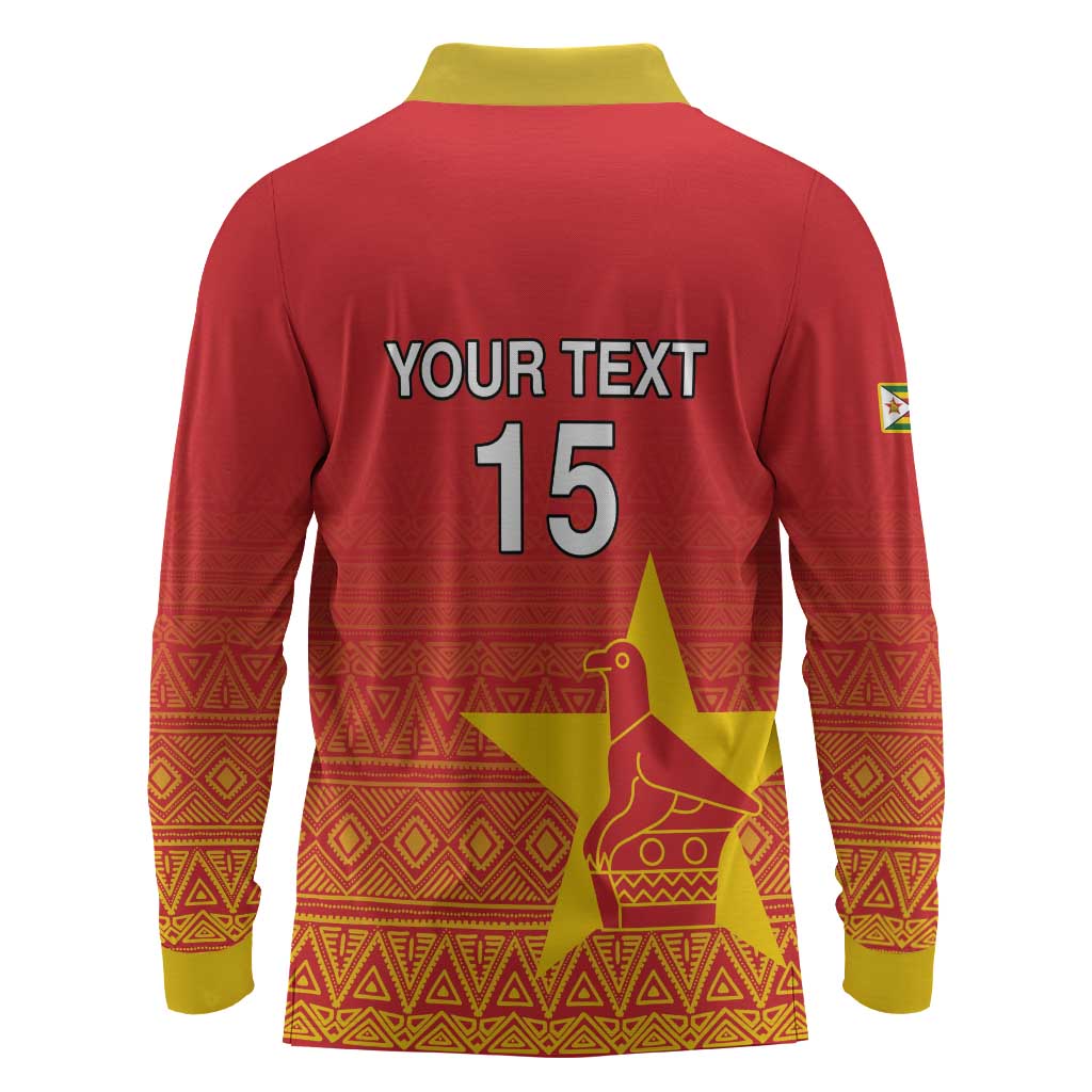 Custom Zimbabwe Cricket Long Sleeve Polo Shirt Go Champions
