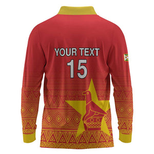 Custom Zimbabwe Cricket Long Sleeve Polo Shirt Go Champions